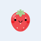 Fototapeta Pokój dzieciecy - Cute happy smiling strawberry character icon. Vector illustration.
