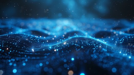 Aufkleber - An illustration of an AI artificial intelligence network in space. Abstract futuristic tech blue background. Low poly 3D wire. Ai artificial intelligence. Sci-fi space illustration.