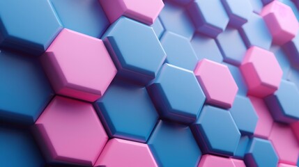 Aufkleber - An abstract hexagon pattern in blue and pink rendered in 3D