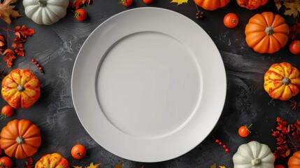 Poster - Round plate for product display with Halloween concept. Top view. 3d rendering.