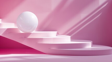 Leinwandbilder - Floating white sphere with beauty fashion background. 3D rendering...