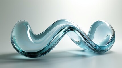 Poster - Design element in 3D glass streamline, abstract wave in pipe shape, 3D rendering