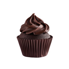 Wall Mural - A chocolate cupcake with chocolate frosting