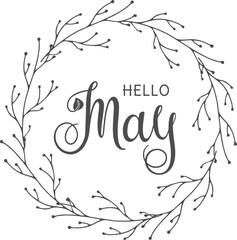 Wall Mural - Handwritten, hello May, lettering message. Modern lettering. Hello May design for cards, banners, posters.	
