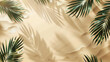 Tropical palm leaves casting shadows on a sandy beach texture background