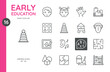 © Takoyaki Icons - Early Childhood Education Icon Set: Development and Learning Activities for Kids. Building Blocks, Puzzles, Drawing, Music, Logic Games, Spatial Challenges. Editable Vector Icons for Smart Child Games