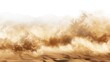 An illustration of a brown dusty cloud or grain of dry sand flying with a gust of wind, a sandstorm, with small particles or grains of sand isolated on a transparent background.