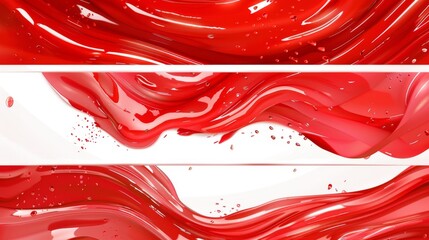 Wall Mural - A set of abstract modern banners with smooth shiny red waves