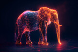 Fototapeta  - A stunning wireframe visualization featuring a glowing, translucent background with an elegant elephant silhouette.