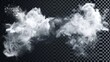 White powder clouds isolated on transparent background. Modern illustration showing dust explosions, crystal clear washing detergent scattered, snow blizzards, flour bursts and more.