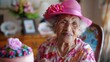 A Century of Radiance Attractive Bright Senior Woman Celebrating Her Hundredth Birthday with Joy and Grace
