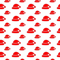 Wall Mural - Seamless pattern Santa s red hat isolate on a white background