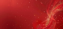A Red Background With Gold Stars And Swirls