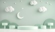 Dreamy children's background with soft clouds, stars, and a gentle crescent moon