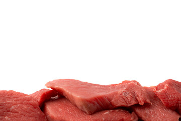 Wall Mural - Veal pieces raw isolated on white background.