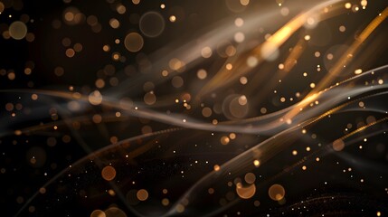 Poster - Black luxury background with golden line elements 
