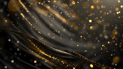 Poster - Black luxury background with golden line elements 