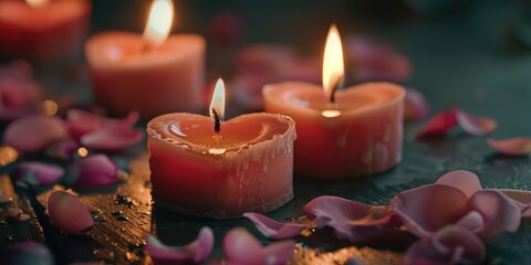Poster - Group of three candles on top of a table, suitable for various occasions