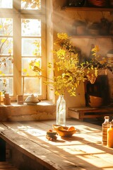 Poster - Colorful flowers in vase on table, perfect for home decor