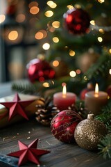 Poster - Table with candles and Christmas decor, perfect for holiday events