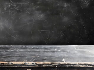 Wall Mural - Wide old black wood table top chalkboard food bg grey background texture in college concept back to school slate wallpaper for Black Friday backgroun grunge marble. black stone cement wall blackboard.