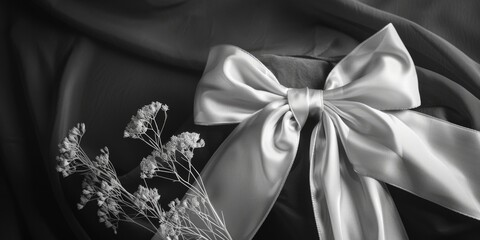 Poster - Simple and elegant image of a bow and flowers, perfect for various design projects