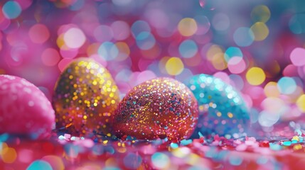 Aufkleber - Colorful Easter eggs grouped on a table, perfect for holiday designs
