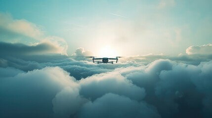 Poster - A small airplane flying in a cloudy sky, suitable for aviation industry