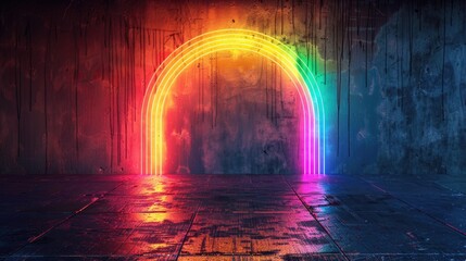 Poster - A rainbow colored light shining in a dark room. Perfect for abstract backgrounds