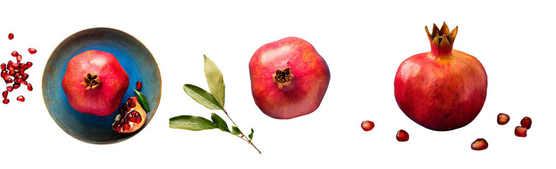 Wall Mural - a single pic Pomegranate on transparent background top view