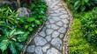 A stone walkway meandering through a peaceful