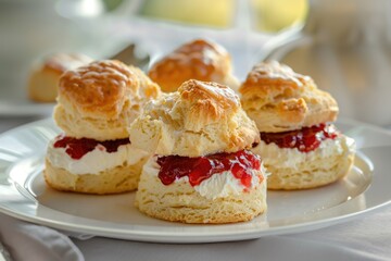 Poster - Delicious scones topped with cream and jam, perfect for a tea party