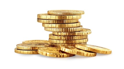 Poster - A pile of gold coins stacked on top of each other. Perfect for financial concepts