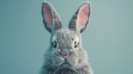 Aufkleber - A cute gray rabbit looking at the camera. Suitable for various projects