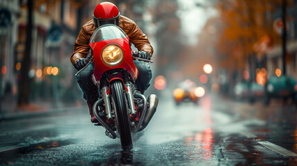 Vintage motorcycle racing on streets