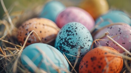 Poster - Close up of eggs in a nest, ideal for nature and wildlife themes