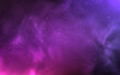 Cosmos background. Outer space with purple nebula. Bright colorful galaxy with glowing stars. Deep universe wallpaper. Fantasy cosmic texture. Vector illustration.