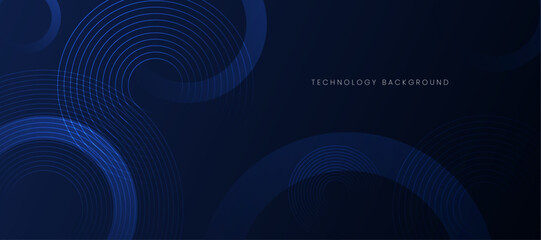 Wall Mural - Blue technology background with circle lines. Futuristic modern design