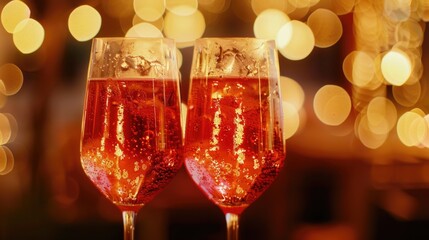 Poster - Two glasses of wine sitting next to each other. Perfect for wine lovers and romantic occasions
