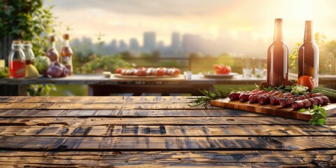 Poster - Bottles of wine arranged on a wooden table, perfect for wine tasting events