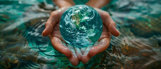 concept of water day or world oceans day as a part of environmental conservation and climate literac