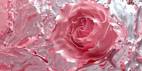 Aufkleber - Close-up of a pink rose with glistening water droplets, perfect for romantic or nature-themed designs