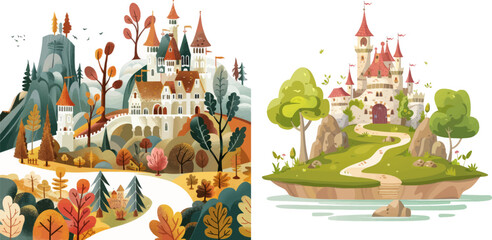 Wall Mural - Fantasy palace tower, fantastic fairy house or magic castles kingdom