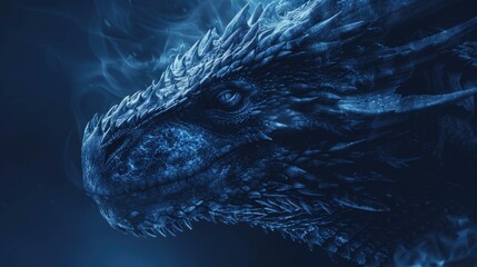 Poster - Detailed image of a dragon exhaling smoke, suitable for fantasy themes
