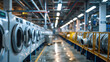 Row of washing machines in a laundromat
