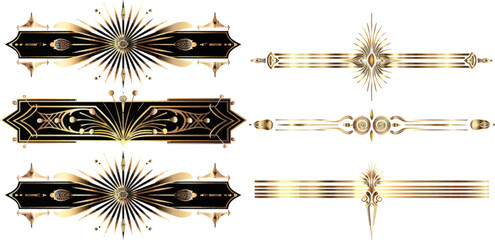 Leinwandbilder - Art deco divider. Gold retro arts border