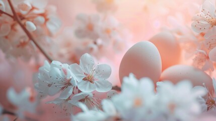 Poster - A bunch of eggs perched on a tree branch. Can be used for Easter or nature concepts