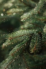 Poster - Close up of a pine tree with water droplets. Suitable for nature backgrounds