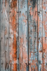 Poster - Close-up of weathered wooden wall with peeling paint. Perfect for background or texture use