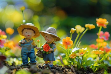 Aufkleber - Two figurines standing side by side, perfect for various concepts and designs